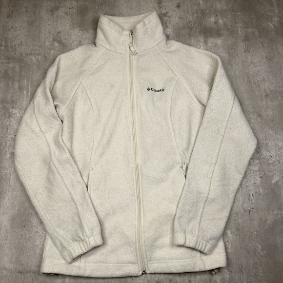 Columbia Jackets & Blazers - Columbia Fleece Jacket Womens Small White Full Zip Outdoor Lightweight Hiking